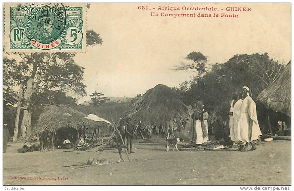 Guinée : Un Campement Dans Le Fouta. Afrique Occidentale. 2 Scans. Ed Fortier 680 - Guinée Française