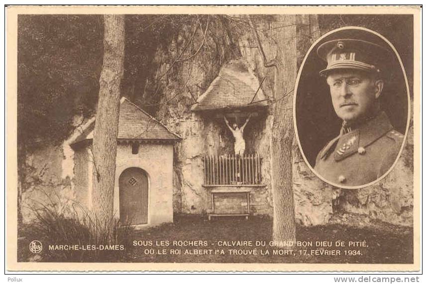 Cpa: MARCHE LES DAMES  Calvaire Ou Le Roi Albert Ier A Trouvé La Mort Le 17 Février 1934(alpinisme) - Funerali