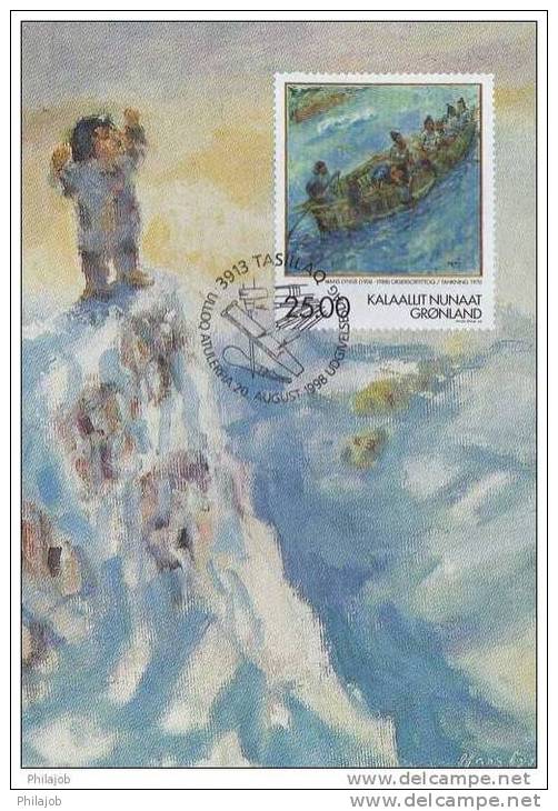 SOUS LA VALEUR FACIALE DU TIMBRE : GROENLAND 1998 : CM N° YT 305 " PEINTURE De HANS LYNGE " + Prix Dégressif. - Maximum Cards