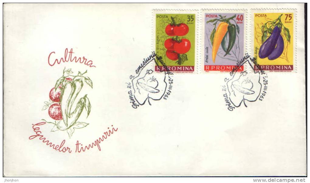 Romania-FDC 1963-Culture Of Early Vegetables (tomatoes, Peppers, Eggplant Long) - Groenten