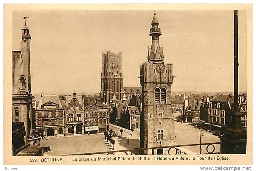 Pas-de-Calais : R 62 114 : Béthune  -  Beffroi  -  Eglise - Bethune