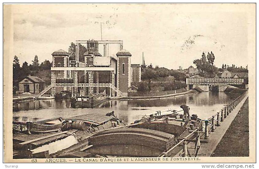 Pas-de-Calais : R 62 148 : Arques  -  Ascenseur Des Fontinettes  -  Canal - Arques