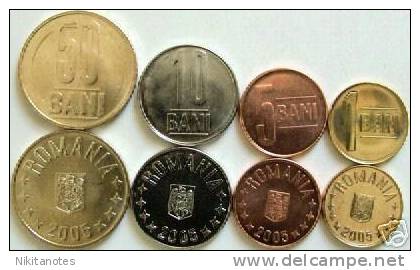 Romania - New 2005 Coin Set 4 Coins Unc 1,5,10,50 Bani - Romania