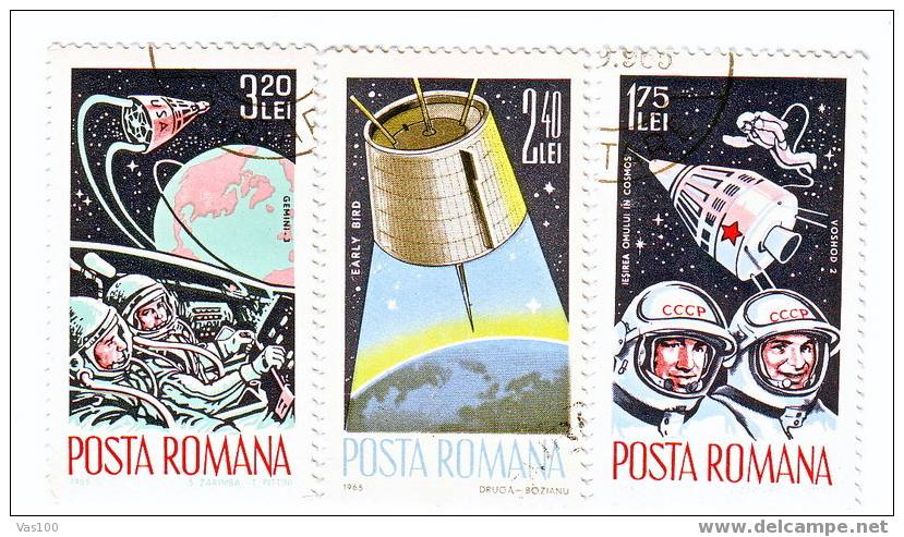 ROMANIA 1965, EXPLORATION DU COSMOS  USED  FULL SET  YVERT#2142,2143,2144 - Gebruikt