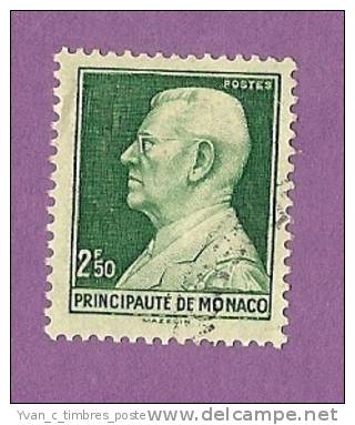 MONACO TIMBRE N° 281 OBLITERE PRINCE LOUIS II 2F50 VERT - Used Stamps