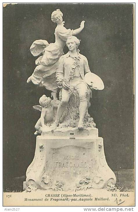 06 - GRASSE - Monument De Fragonard, Par Auguste Maillard (ND Phot, 171) - Grasse