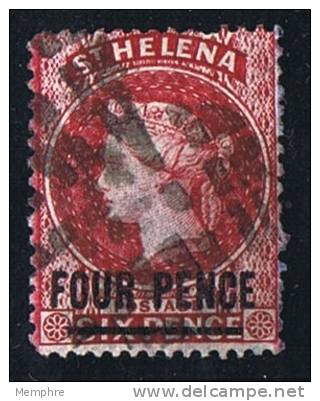 ST HELENA  Victoria  Overprinted Stamp  4 D. Carmine  Perf  14 X 12&frac12;  Wmk  CC  Inverted &amp; Reversed  SG 24y Us - Saint Helena Island