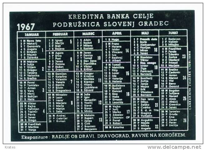 Pocket Calendars -  Yugoslavia - Petit Format : 1961-70