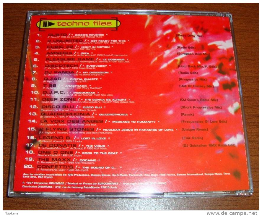 Cd Techno Files 01 Gusto Legend B. T.99 Q-Zar Deep Zone Quadrophonia 2 Unlimited - Dance, Techno & House