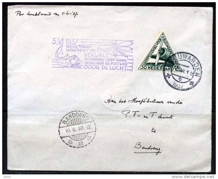 Lettre De La Hollande Pour BANDOENG (Indonésie) 2 Juin 1937 - Poste Aérienne