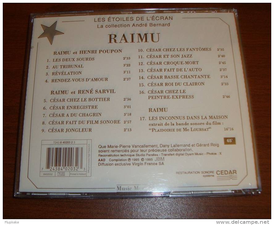 Cd Les Étoiles De L´Écran Raimu La Collection André Renard Raimu Et Henri Poupon Raimu Et René Sarvil - Andere & Zonder Classificatie