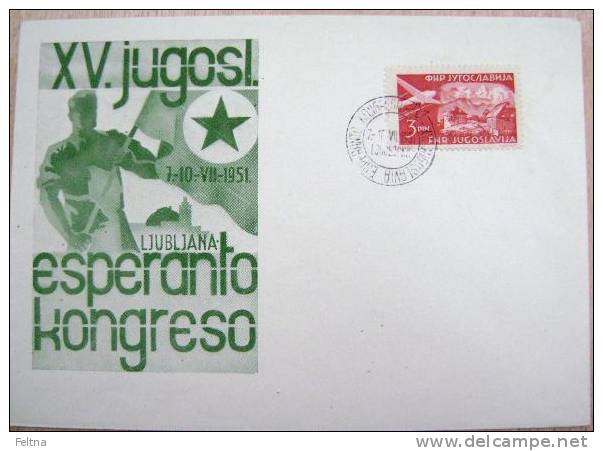 1951 YUGOSLAVIA COVER ESPERANTO CONGRESS IN LJUBLJANA - Esperanto