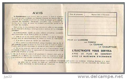 Facture Quittance Electricité Littoral Méditerranéen Marseille Du 22-12-1937 - Illustration Moteur électrique - Elektriciteit En Gas