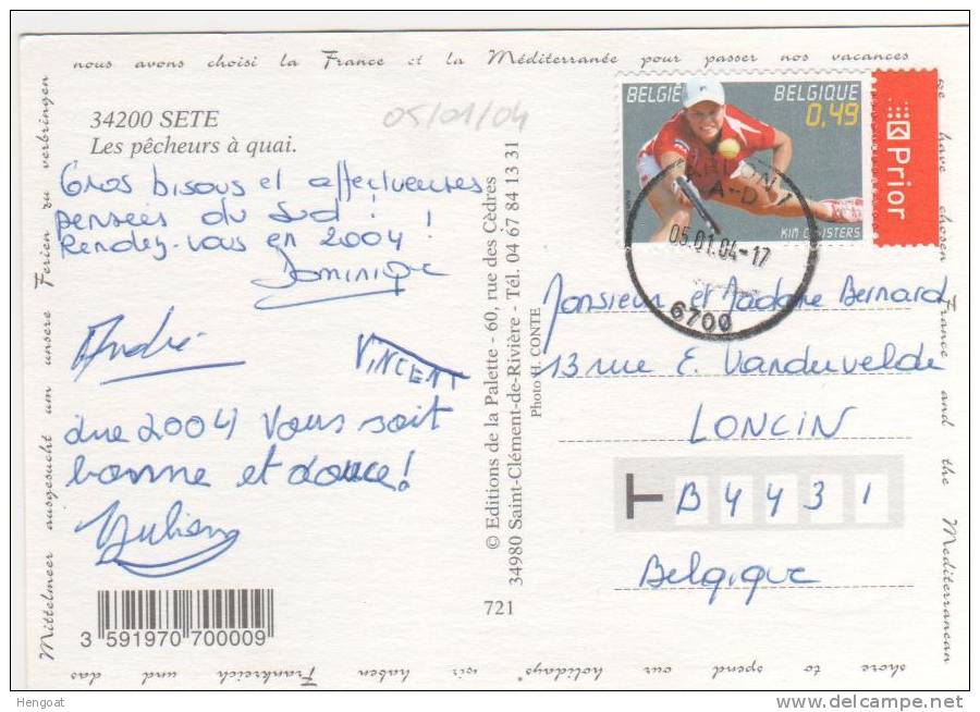 Timbre  , Thème Tennis / Carte De Sète Du 05/01/04, 2 Scans - Briefe U. Dokumente