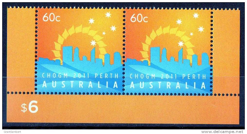 Australia 2011 Commonwealth Heads Of Government Meeting Perth 60c Pair From Bottom Of Sheet MNH - Ungebraucht