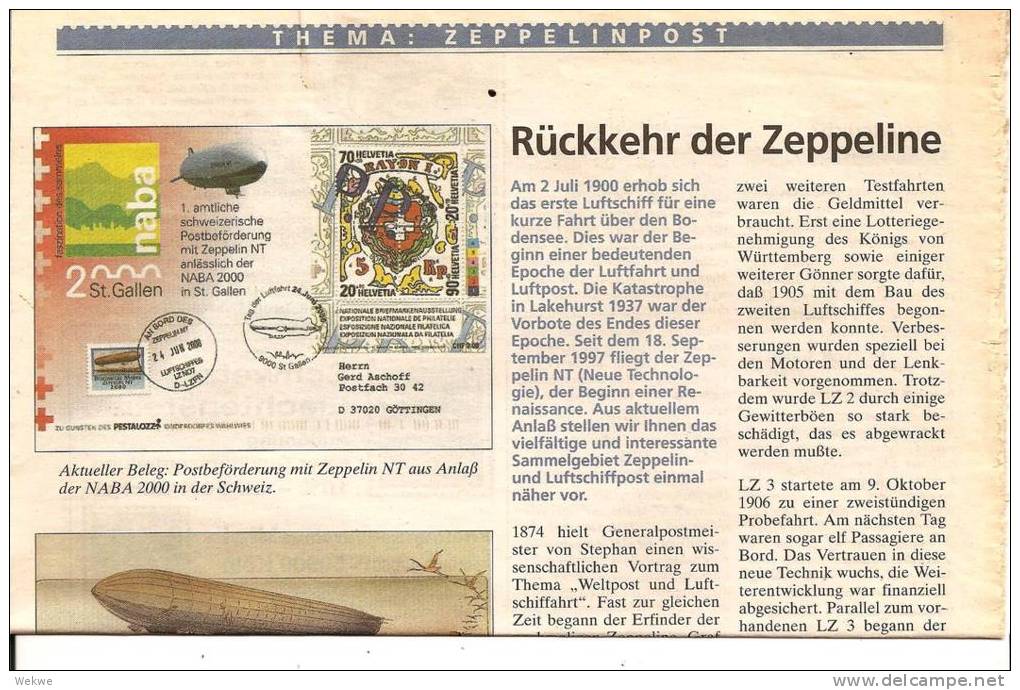 Ein Überblick über Die Zeppelín-Luftfahrt Von Der Resten Idee 1874 &ndash; Zum Neubeginn 1997 Auf 3 Seiten - Autres & Non Classés