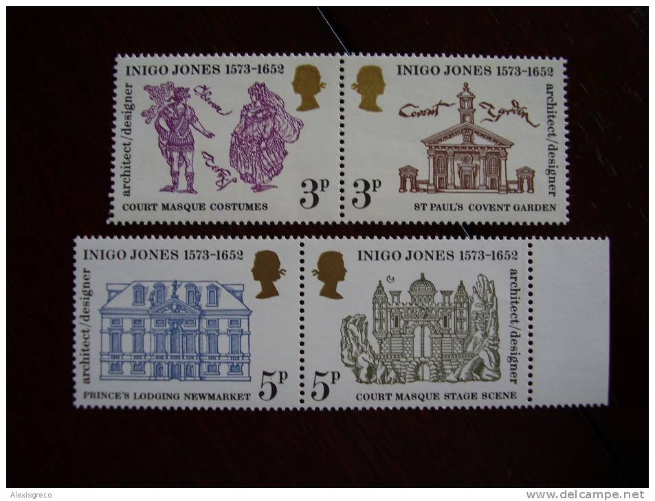 GB 1973 400th.Birth Anniversary Of INIGO JONES Issue 5th.August MNH Full Set TWO Se-tenant PAIRS. - Nuovi