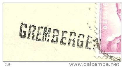 1067 Op Brief Met Naamstempel (Griffe D'origine) GREMBERGEN - Langstempel