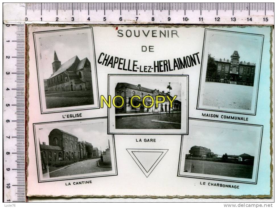 CHAPELLE LEZ HERLAIMONT  -  Souvenir -  5 Vues  : L'Eglise, La Cantine, La Gare, Maison Communale, Le Charbonnage - Chapelle-lez-Herlaimont