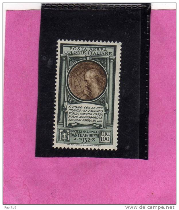 EMISSIONI GENERALI 1932 PRO SOCIETA´ DANTE ALIGHIERI AEREA LIRE 100 MNH - Amtliche Ausgaben