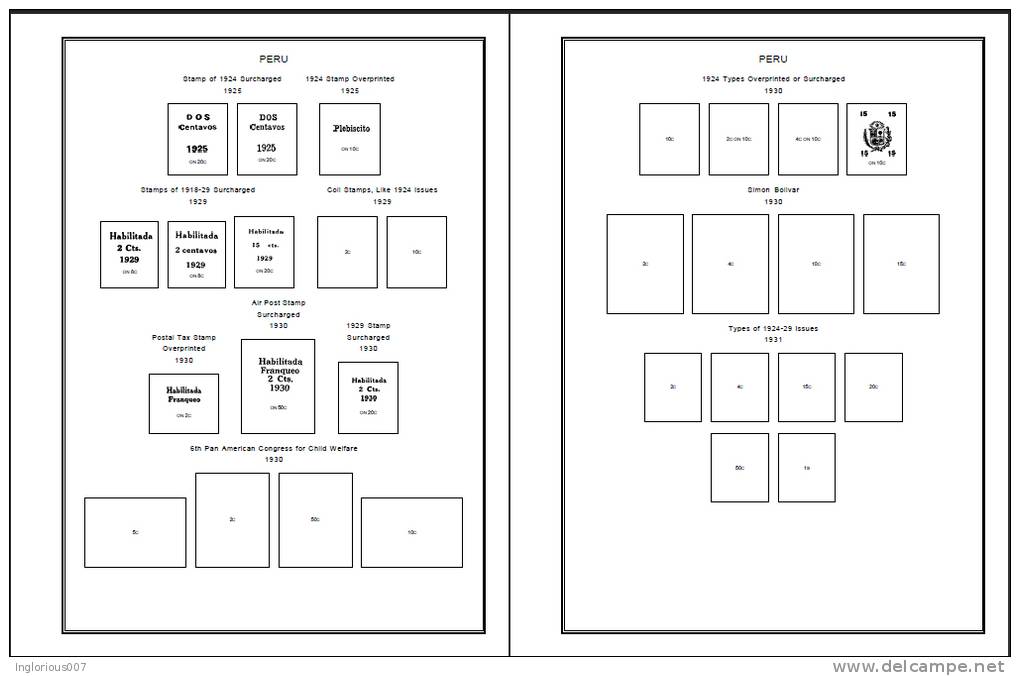 PERU STAMP ALBUM PAGES 1857-2011 (285 Pages) - English