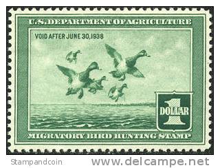 US RW4 XF Mint Hinged Duck Stamp From 1937 - Duck Stamps