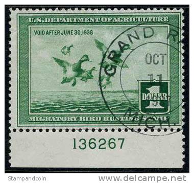 US RW4 Used $1 Duck Stamp From 1934 - Duck Stamps