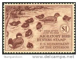 US RW8 Mint Hinged Duck Stamp From 1941 - Duck Stamps