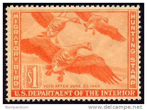 US RW11 Mint Never Hinged Duck Stamp From 1944 - Duck Stamps