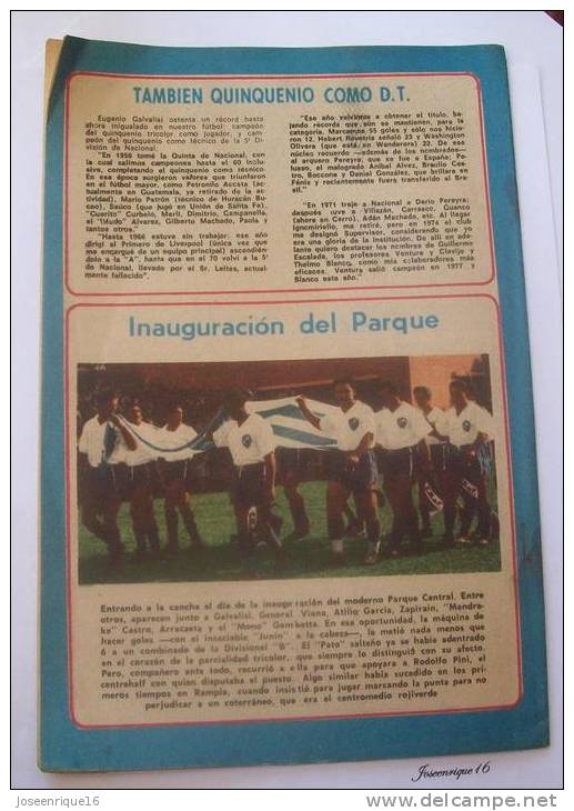 URUGUAY FUTBOL, FOOTBALL. EUGENIO GALVALISI (NACIONAL). MAGAZINE, REVISTA DEPORTIVA N° 58 1978 - [1] Tot 1980