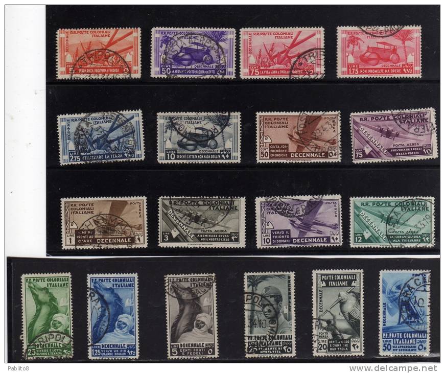 EMISSIONI GENERALI 1933 DECENNALE MARCIA SU ROMA SERIE COMPLETA COMPLETE SET USATA USED OBLITERE' - General Issues