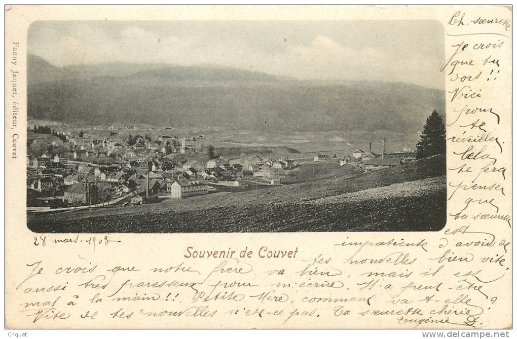 Suisse, Cp Pionnière (avant 1904) Souvenir De Couvet, éd Jaquet - Autres & Non Classés