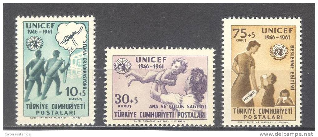 (S1174) TURKEY, 1961 (15th Anniversary Of UNICEF). Complete Set. Mi ## 1827-1829. MNH** - Unused Stamps