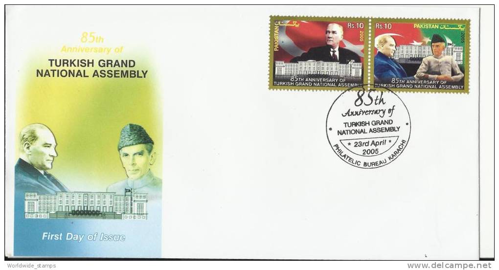 Pakistan, 23 April 2005, FDC, Turkish Grand National Assembly, 85th Anniversary - Pakistan