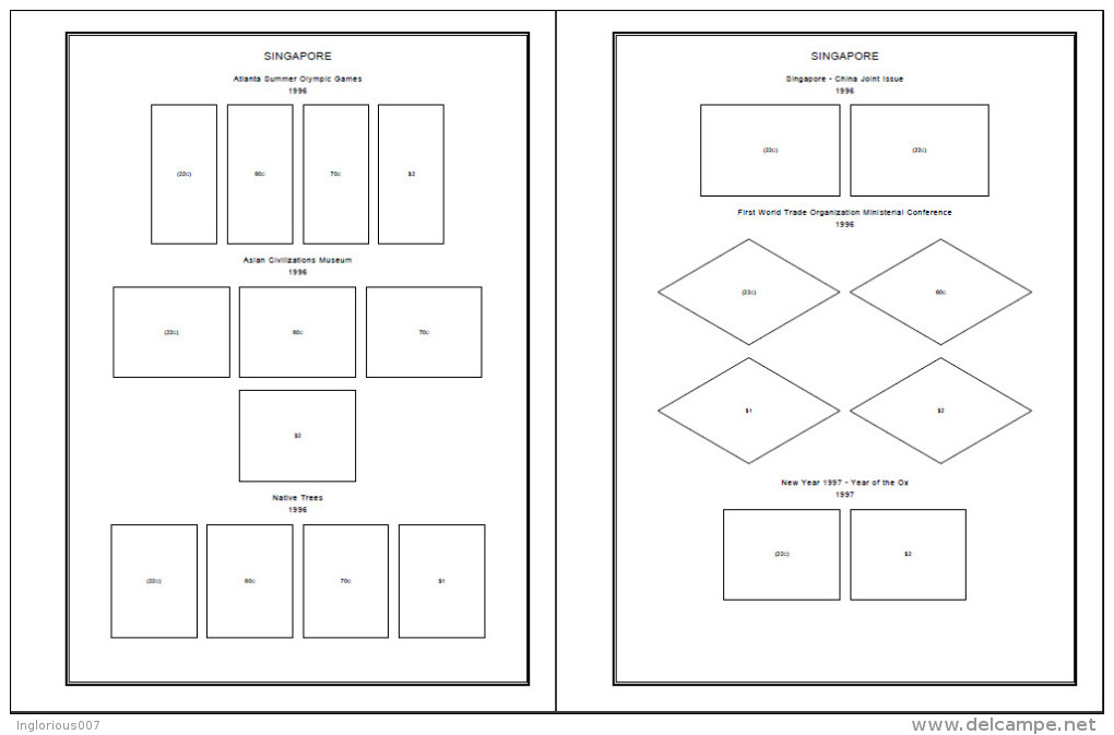 SINGAPORE STAMP ALBUM PAGES 1948-2011 (304 Pages) - Englisch