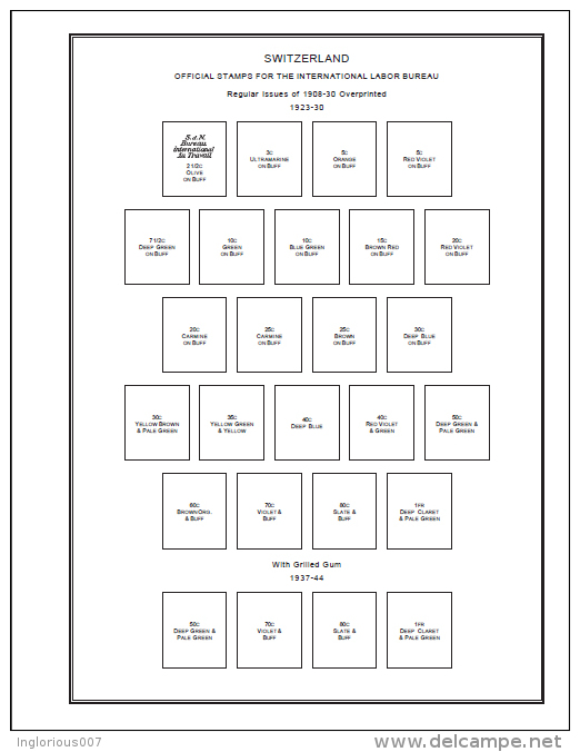 SWITZERLAND STAMP ALBUM PAGES 1843-2011 (257 Pages) - English