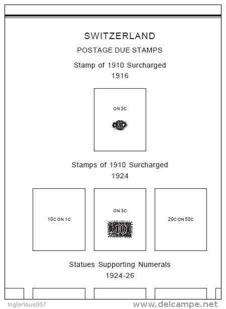 SWITZERLAND STAMP ALBUM PAGES 1843-2011 (257 pages)