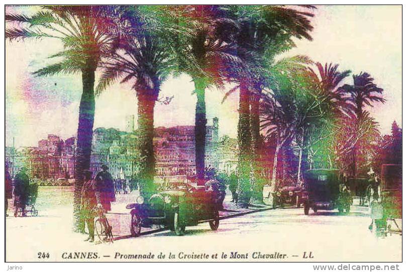 Automobile,Cannes-Provence, Promenade De La Croisette Et Le Mont Chevalier, Voitures, Réédition Cecodi - Buses & Coaches