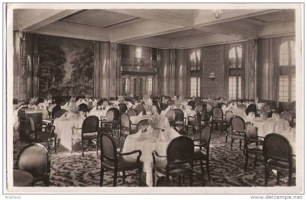 Deutsche Schiffspost Hamburg Südamerika 10.5.1936 Auf AK Dampfer Cap Arcona Innen Speisesaal - Machines à Affranchir (EMA)