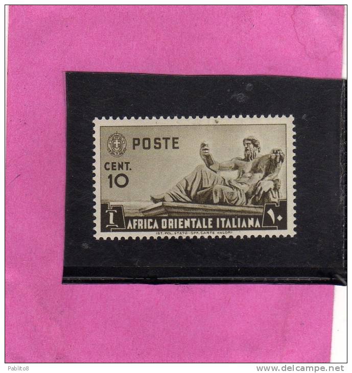 AFRICA ORIENTALE ITALIANA 1938 SOGGETTI VARI 10 C MNH - Italian Eastern Africa