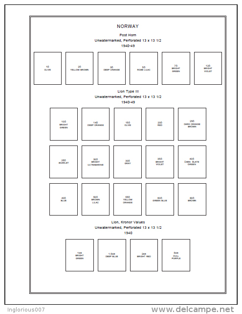 NORWAY STAMP ALBUM PAGES 1855-2011 (187 Pages) - Engels