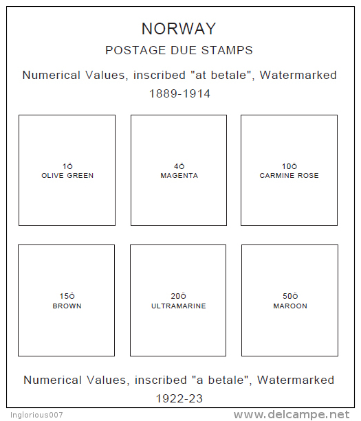 NORWAY STAMP ALBUM PAGES 1855-2011 (187 pages)