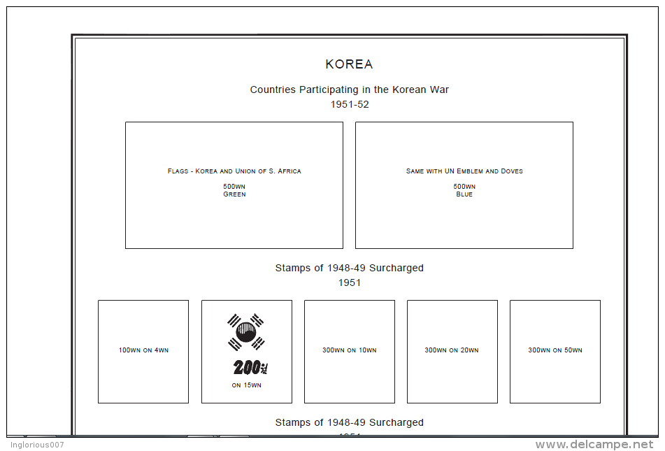 SOUTH KOREA STAMP ALBUM PAGES 1884-2011 (567 Pages) - Inglese