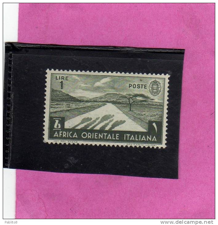 AFRICA ORIENTALE ITALIANA EASTERN ITALIAN AOI 1938 SOGGETTI VARI LIRE 1 LIRA MNH - Italian Eastern Africa