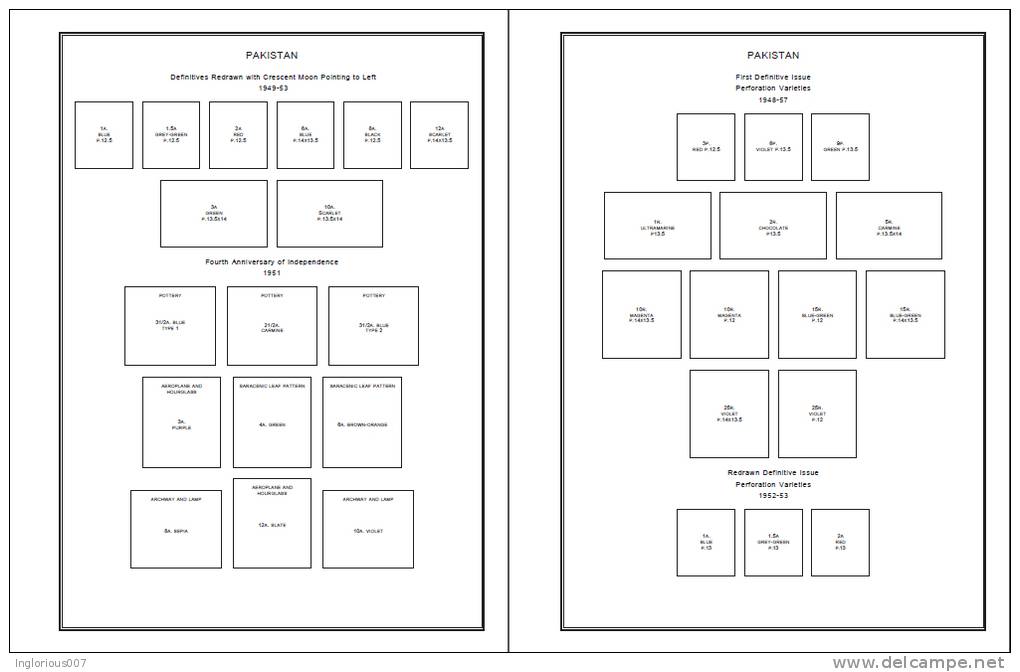 PAKISTAN STAMP ALBUM PAGES 1945-2011 (177 Pages) - Inglese