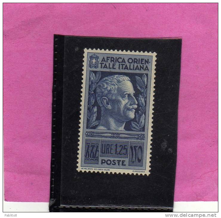 AFRICA ORIENTALE ITALIANA AOI 1938 SOGGETTI VARI LIRE 1,25 MNH - Italienisch Ost-Afrika