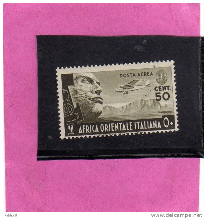 AFRICA ORIENTALE ITALIANA AOI 1938 SOGGETTI VARI POSTA AEREA AIR MAIL CENT. 50 C MNH - Africa Oriental Italiana