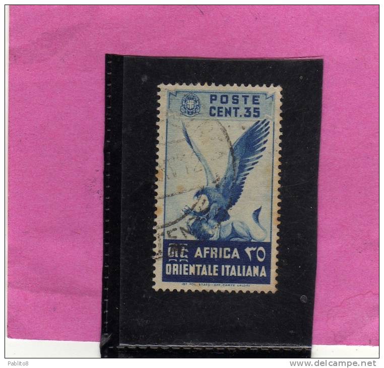 AFRICA ORIENTALE ITALIANA 1938 SOGGETTI VARI 35 C TIMBRATO - Italian Eastern Africa