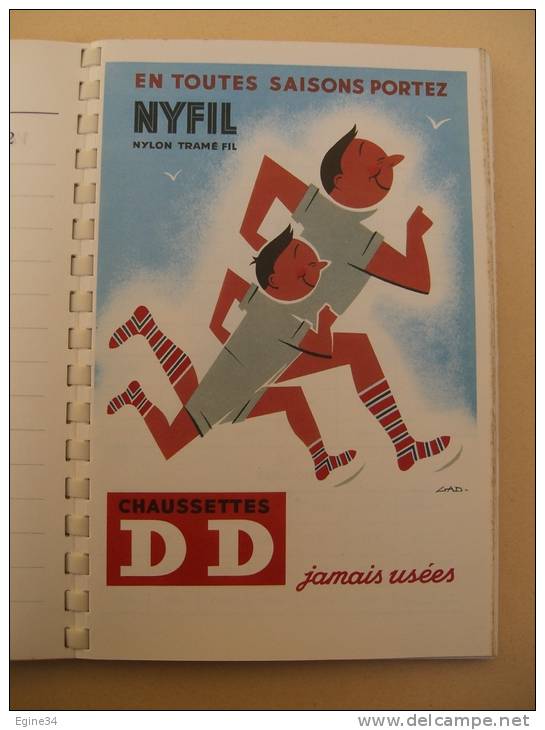 Agenda - Semainier - CHAUSSETTES DD 1957 - Publicités Gadoud - Gad - Marcellot - Kuntzel - Reproductions - Agendas Vierges