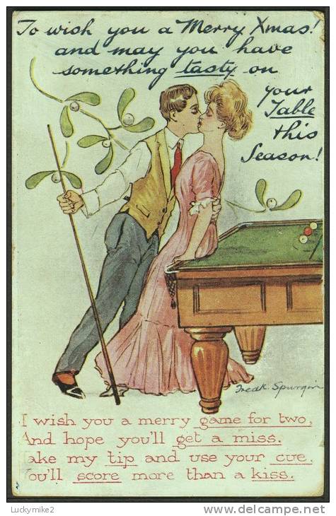 'Billiards' Cartoon  By  Frederik Spurgin.   Postally Used In 1912  ("WAKEFIELD" Pmk) - Spurgin, Fred